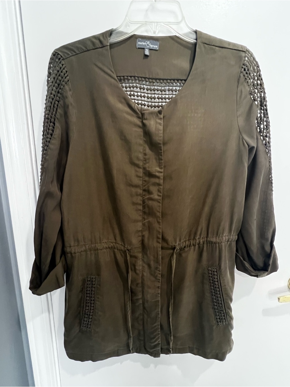 Market & Spruce Olive Green Lightweight Women's Utility Jacket - Small